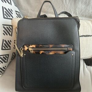 Black and Leopard Print Women's Backpack